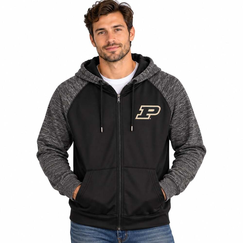 Men's Colosseum Purdue Boilermakers Blackout 3.0 Full-Zip Hoodie New Large K50